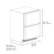 ZLINE 24" Touchstone 168 Can Outdoor-Rated Dual Refrigerator Drawer, Panel Ready, RDSPO-24
