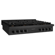 ZLINE 48" Paramount Gas Rangetop Black Stainless Steel Brass Burners SRTB-BR-48