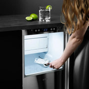 ZLINE 15" Touchstone Gourmet Ice Maker Drain Pump Stainless Steel Door Matte Black IGMDZ-ST-15-MB