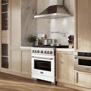 ZLINE 36 In. Gas Range, Stainless Steel, White Matte, SGR-WM-36