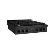 ZLINE 36" Paramount Gas Rangetop Black Stainless Steel Brass Burners SRTB-BR-36