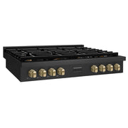 ZLINE 48" Paramount Gas Rangetop Black Stainless Steel Champagne Bronze SRTBZ-48-CB