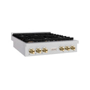 ZLINE 36" Paramount Gas Rangetop DuraSnow® Stainless Steel Polished Gold SRTSZ-36-G