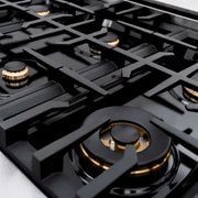 ZLINE 36"Classic Gas Range, Convection Gas Oven, DuraSnow® Stainless Steel, White Matte Door Matte Black CGRSZ-WM-36-MB