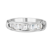 .925 Sterling Silver 1/2 Cttw Baguette Cut Diamond Channel Set X-Station Wedding Ring (H-I Color, I1-I2 Clarity) - Size 6-1/2