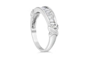 .925 Sterling Silver 1/2 Cttw Baguette Cut Diamond Channel Set X-Station Wedding Ring (H-I Color, I1-I2 Clarity) - Size 6-1/2