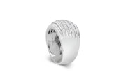 .925 Sterling Silver 1.0 Cttw Baguette-Cut Diamond 6-Row Channel Set Domed Tapered Cocktail Fashion Ring (H-I Color, I2-I3 Clarity) - Size 6-1/2