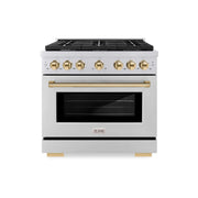 ZLINE 36"Paramount Dual Fuel Range Stainless Steel Gold SDRZ-36-G