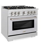 ZLINE 36" Select Gas Range Convection Gas Oven DuraSnow® Stainless Steel Brass Burners HGRS-BR-36