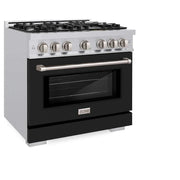 ZLINE 36" Select Gas Range Convection Gas Oven Stainless Steel Black Matte Door HGR-BLM-36