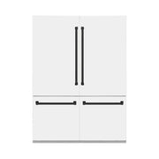 ZLINE 60" Autograph Edition French Door Refrigerator, Internal Water, Ice Dispenser, White Matte, Champagne Bronze Accents RBIVZ-WM-60-CB