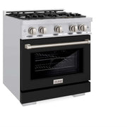 ZLINE 30" Select Dual Fuel Range Gas Cooktop Electric Convection Oven Stainless Steel Black Matte Door HDR-BLM-30