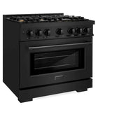 ZLINE 36" Select Dual Fuel Range Gas Cooktop Electric Convection Oven Black Stainless Steel Brass Burners HDRB-BR-36