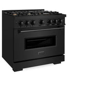 ZLINE 36" Classic Gas Range, Convection Gas Oven Black Stainless Steel Brass Burners, CGRB-BR-36