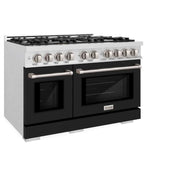 ZLINE 48" Select Gas Range Convection Gas Oven DuraSnow® Stainless Steel Black Matte Door HGRS-BLM-48