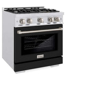 ZLINE 30" Select Dual Fuel Range Gas Cooktop Electric Convection Oven DuraSnow® Stainless Steel Black Matte Door HDRS-BLM-30