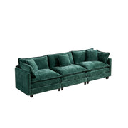 Cloud 3 Seats Sofa (Ottoman is not included) Chenille Fabric in Green