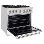 ZLINE 36"Classic Gas Range, Convection Gas Oven, DuraSnow® Stainless Steel, White Matte Door CGRS-WM-36