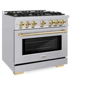 ZLINE 36" Select Dual Fuel Range Gas Cooktop Electric Convection Oven Stainless Steel Gold HDRZ-36-G