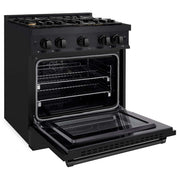 ZLINE 30" Select Gas Range Convection Gas Oven Black Stainless Steel Brass Burners HGRB-BR-30