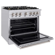 ZLINE 36" Classic Gas Range, Convection Gas Oven, Stainless Steel, Brass Burners, CGR-BR-36