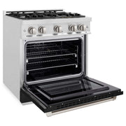 ZLINE 30" Select Dual Fuel Range Gas Cooktop Electric Convection Oven DuraSnow® Stainless Steel Black Matte Door HDRS-BLM-30