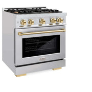 ZLINE 30" Select Dual Fuel Range Gas Cooktop Electric Convection Oven Stainless Steel Gold HDRZ-30-G