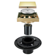 Polished Gold brass floor drain 4x4inch