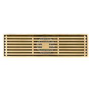 12-Inch Brushed Gold Rectangular Floor Drain - Square Hole Pattern Cover Grate - Removable - Includes Accessories