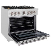 ZLINE 36" Select Dual Fuel Range Gas Cooktop Electric Convection Oven DuraSnow® Stainless Steel Brass Burners HDRS-BR-36