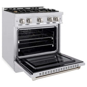 ZLINE 30" Select Dual Fuel Range Gas Cooktop Electric Convection Oven DuraSnow® Stainless Steel Brass Burners HDRS-BR-30