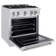 ZLINE 30" Classic Gas Range, Convection Gas Oven DuraSnow® Stainless Steel, Brass Burners CGRS-BR-30