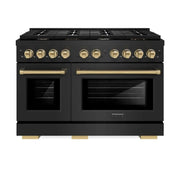ZLINE 48"Gas Range, Convection Gas Oven, Black, Champagne Bronze,SGRBZ-48-CB