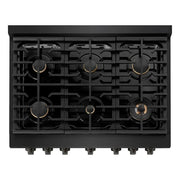 ZLINE 36 in.Gas Range, Convection Gas Oven, Brass Burner, Black Stainless Steel, SGRB-BR-36