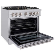 ZLINE 36" Select Dual Fuel Range Gas Cooktop Electric Convection Oven Stainless Steel Brass Burners HDR-BR-36