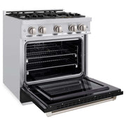 ZLINE 30" Select Dual Fuel Range Gas Cooktop Electric Convection Oven Stainless Steel Black Matte Door HDR-BLM-30