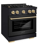 ZLINE 30" Select Gas Range Convection Gas Oven Black Stainless Steel Gold HGRBZ-30-G