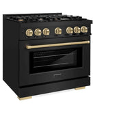 ZLINE 36" Select Gas Range Convection Gas Oven Black Stainless Steel Champagne Bronze HGRBZ-36-CB