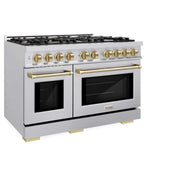 ZLINE 48" Select Dual Fuel Range Gas Cooktop Electric Convection Oven Stainless Steel Champagne Bronze HDRZ-48-CB