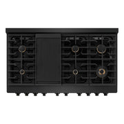 ZLINE 48"Paramount Dual Fuel Range Black Stainless Steel, Brass Burners SDRB-BR-48