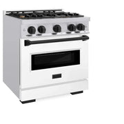ZLINE 30" Dual Fuel Range, Gas Cooktop, Electric Convection Oven Stainless Steel, White Matte Matte Black CDRZ-WM-30-MB