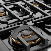 ZLINE 48" Paramount Gas Rangetop Black Stainless Steel Polished Gold SRTBZ-48-G