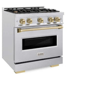ZLINE 30" Classic Gas Range, Convection Gas Oven DuraSnow® Stainless Steel, Champagne Bronze CGRSZ-30-CB