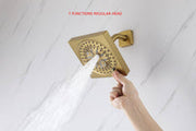 12" Brushed Gold Bluetooth Music, 64-Color LED Thermostatic Shower Faucet