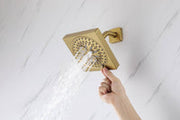 12" Brushed Gold Bluetooth Music, 64-Color LED Thermostatic Shower Faucet