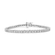 .925 Sterling Silver 1.0 Cttw Miracle-Set Diamond Round Faceted Bezel Tennis Bracelet (I-J Color, I3 Clarity) - 7"