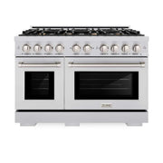 ZLINE 48" Select Dual Fuel Range Gas Cooktop Electric Convection Oven Stainless Steel Brass Burners HDR-BR-48