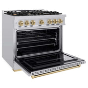 ZLINE 36" Classic Gas Range, Convection Gas Oven Stainless Steel, Champagne Bronze CGRZ-36-CB