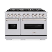 ZLINE 48"Classic Double Oven Gas Range, Stainless Steel, Brass Burners, CGR-BR-48