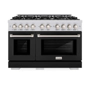 ZLINE 48" Select Dual Fuel Range Gas Cooktop Electric Convection Oven Stainless Steel Black Matte Door HDR-BLM-48